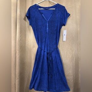 Calvin Klein Blue and Black Viscose Sheath Dress